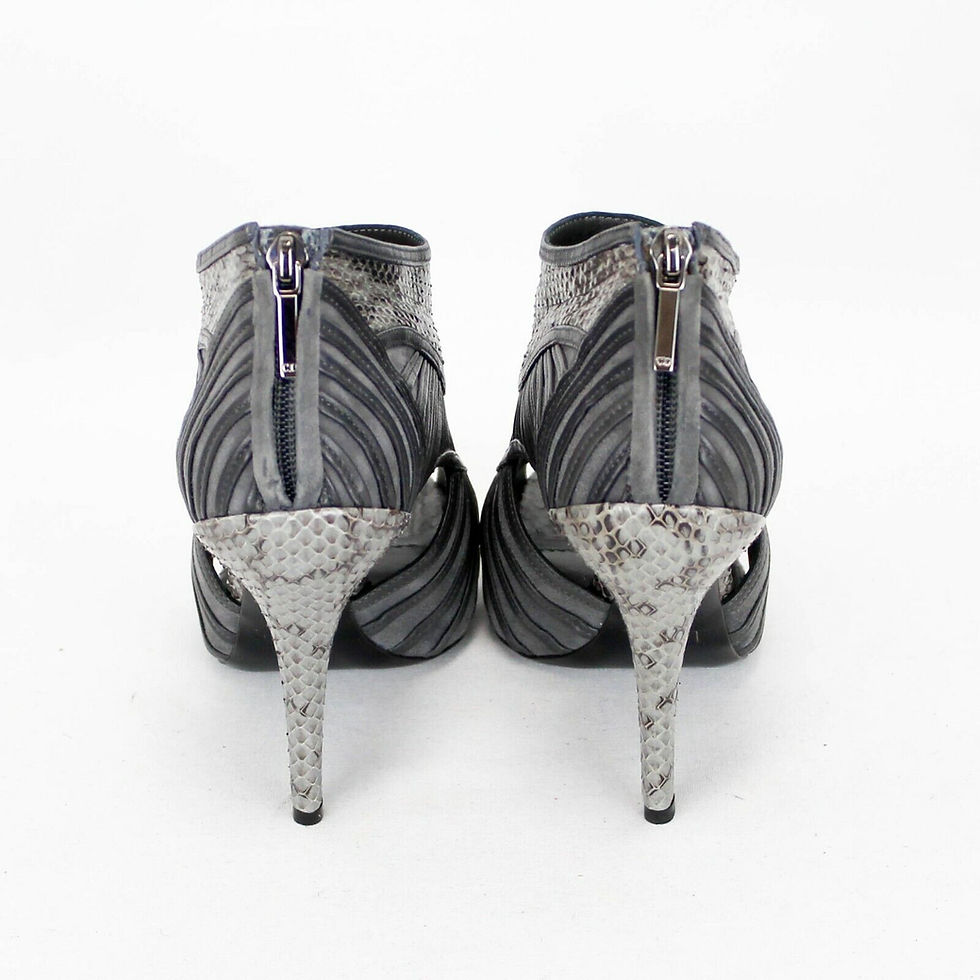 Thumbnail: CHRISTIAN DIOR Grey "Temptation" Strappy Ankle Boots Booties 37.5