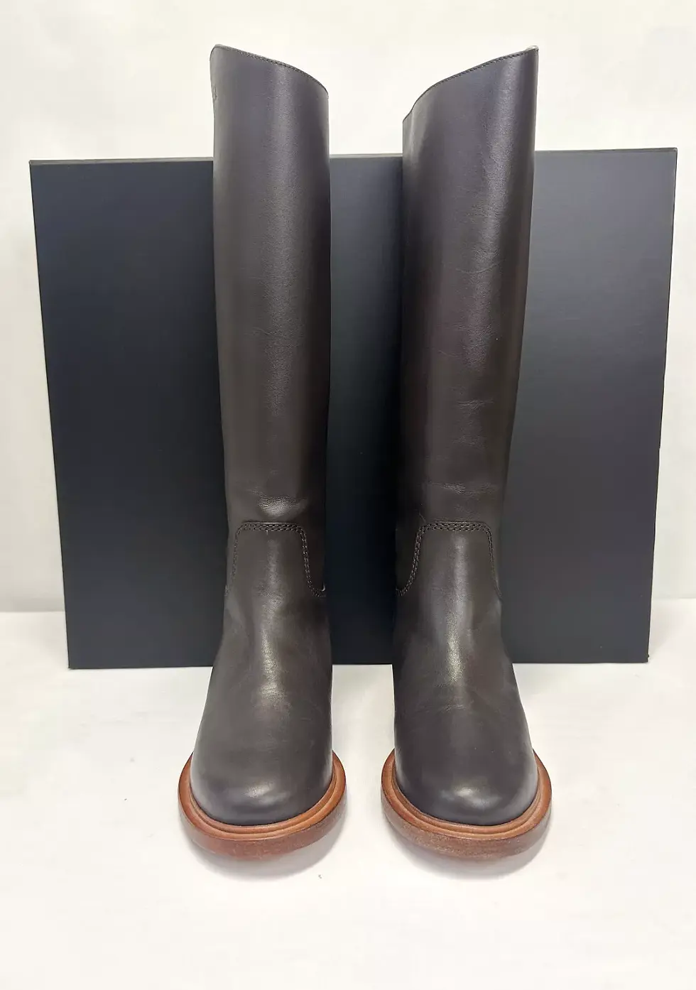 縮圖：CHANEL Leather 38.5 Long Riding Boots Brown US 7.5 Logo Imprinted Knee High