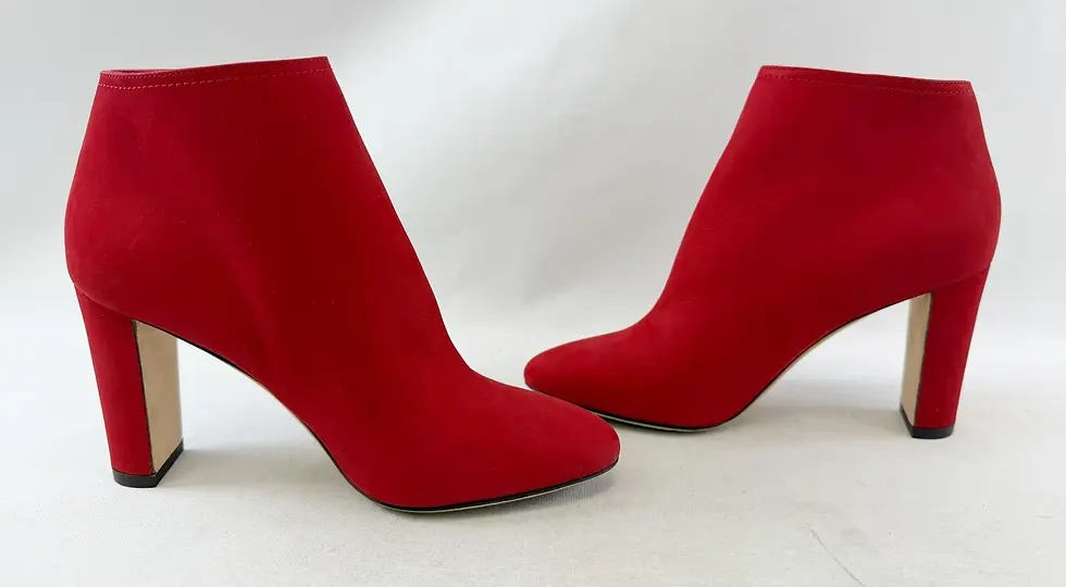 Hình thu nhỏ: JIMMY CHOO Medal 85 Suede Ankle Boots 36 Red Gold Stud Detail Round Toe