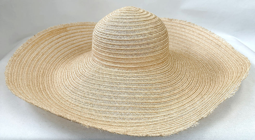 Miniatura: CHANEL Large Brim Floppy Wicker Sun Hat Medium Raffia Dark White CC Logo
