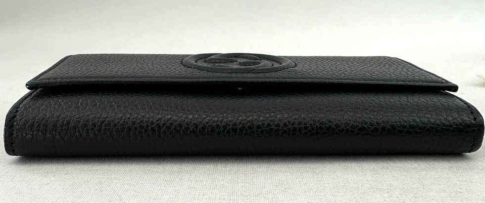 Miniatura: NEW GUCCI Black Calf Skin Leather Interlocking GG Long Soho Flap Wallet GGWW3608