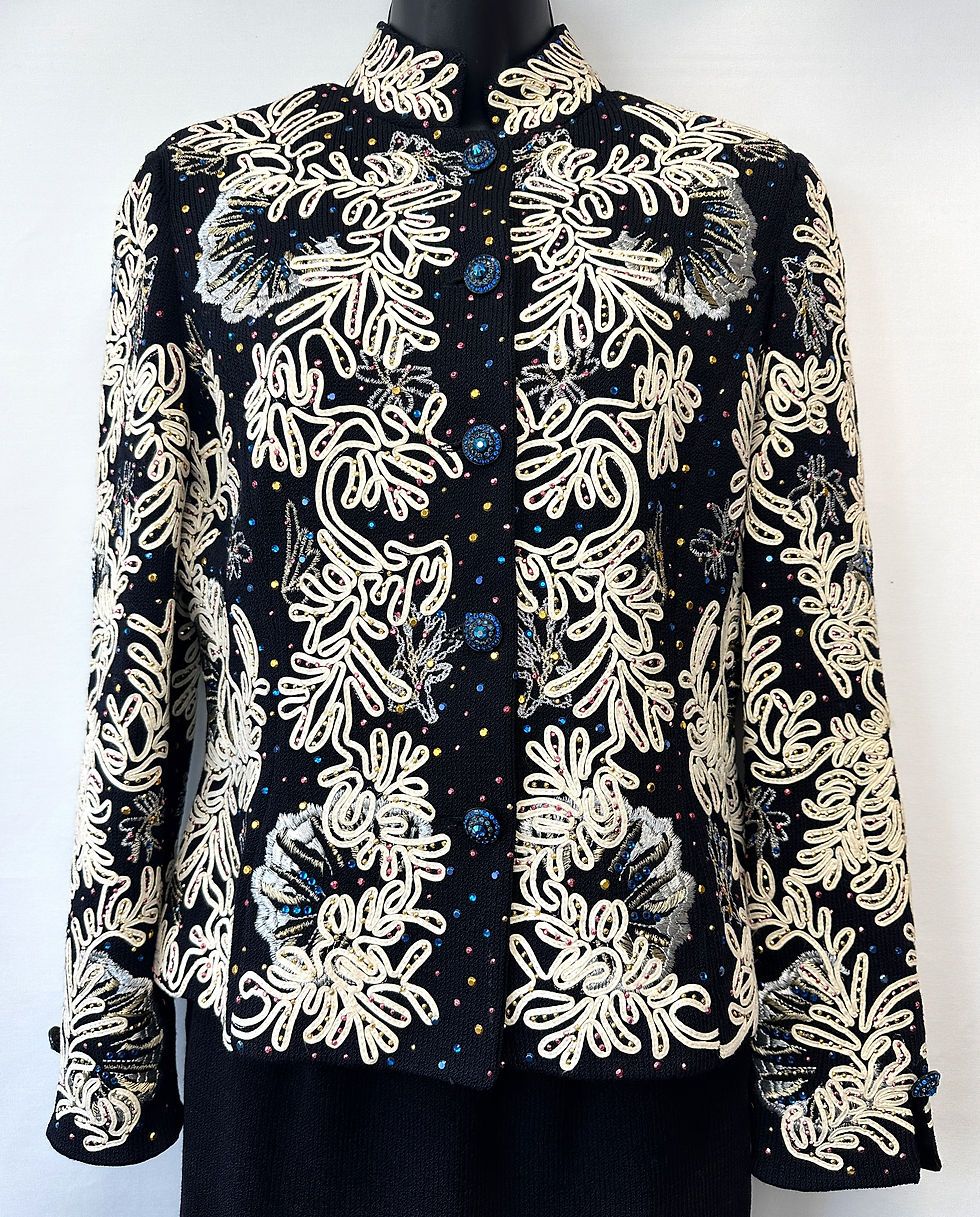 Miniatura: NEW ST. JOHN COUTURE Black Embroidered Multicolor Paillettes Jacket 6 Evening