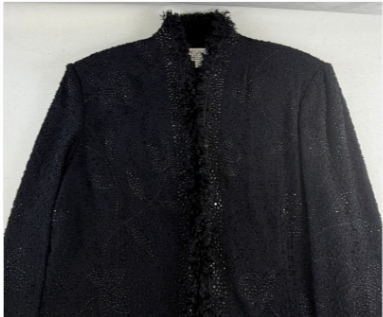 Thumbnail: ST. JOHN EVENING Santana 14 Paillet Shimmery Fringe Jacket Floral Sequin L