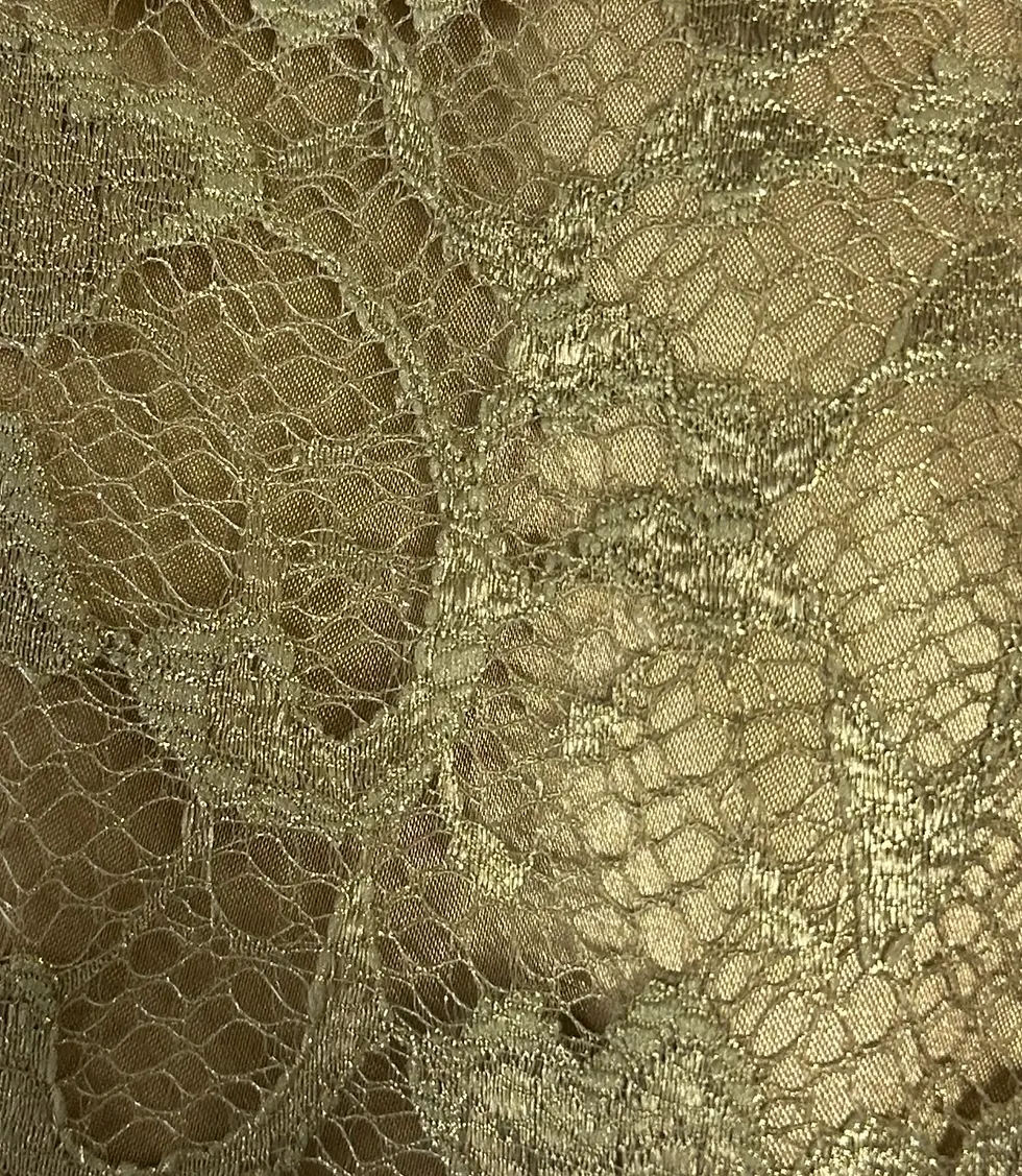 Thumbnail: TERI JON Metallic Gold Floral Lace Sheath Dress 3/4 Sleeve Beaded Neckline 12 42