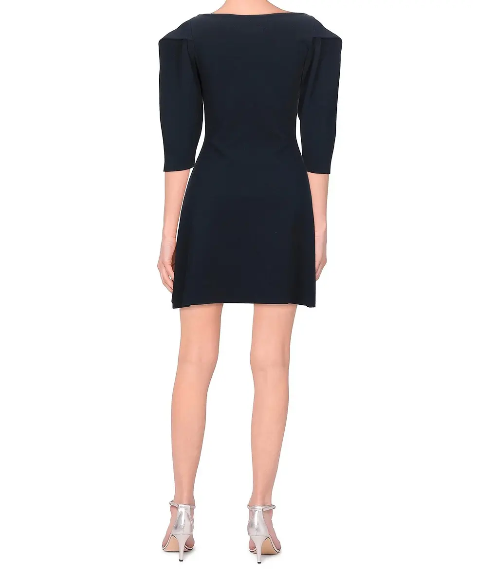 Thumbnail: STELLA MCCARTNEY Compact Knit Shift Dress Short 40 4 6 US Navy 3/4 Sleeves