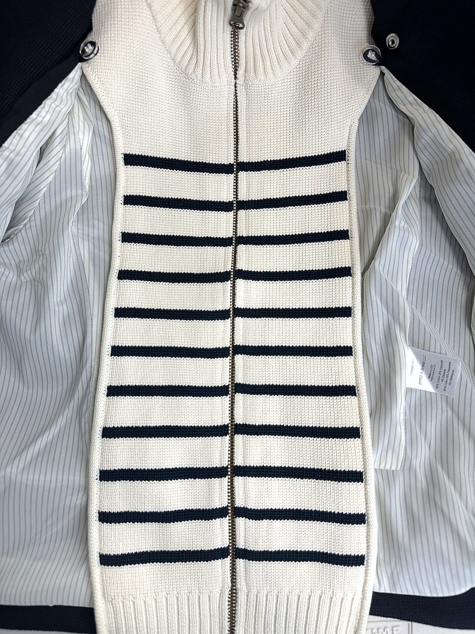 Hình thu nhỏ: VERONICA BEARD Black Jordan Set Jacket Mariner + Striped Knit Dickey 8