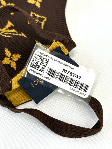 LOUIS VUITTON Monogram Brown Knit Face Mask S00 M76747