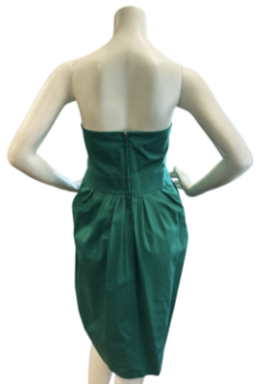 縮圖：YVES SAINT LAURENT Sweetheart Strapless 42 US 10 Tulip Cocktail Dress Green