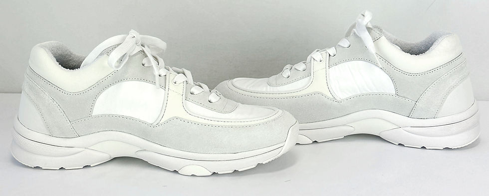 Hình thu nhỏ: CHANEL Calfskin Mixed Fiber Low Top Sneakers 41 White CC Logo Reflective