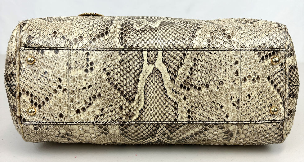 Thumbnail: DOLCE & GABBANA Beige Miss Sicily Python Leather Large Satchel Bag Shoulder