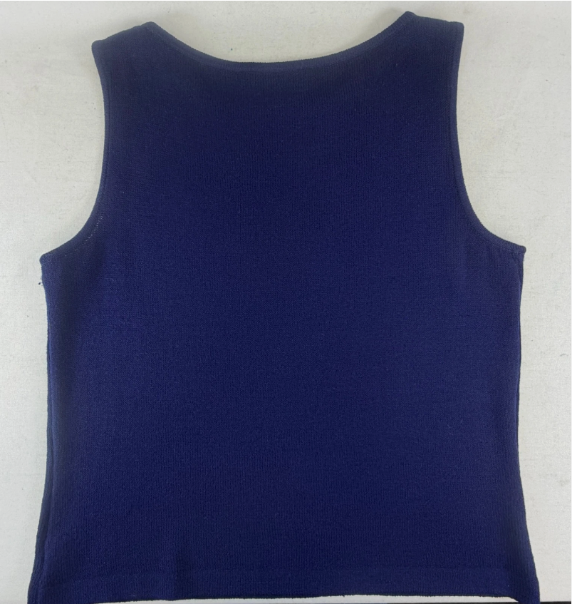 Thumbnail: ST. JOHN Collection Tank Top Santana Shell Strap Medium Scoop Neck Navy MD