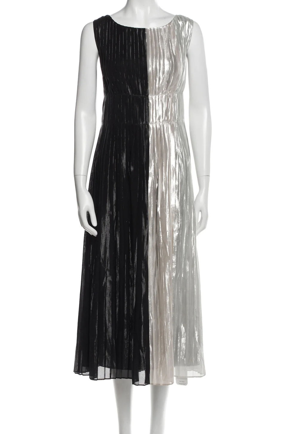 Hình thu nhỏ: NWOT ST. JOHN COUTURE Metallic Silk Maxi Dress 14Large Pale Pink Silver Bicolor