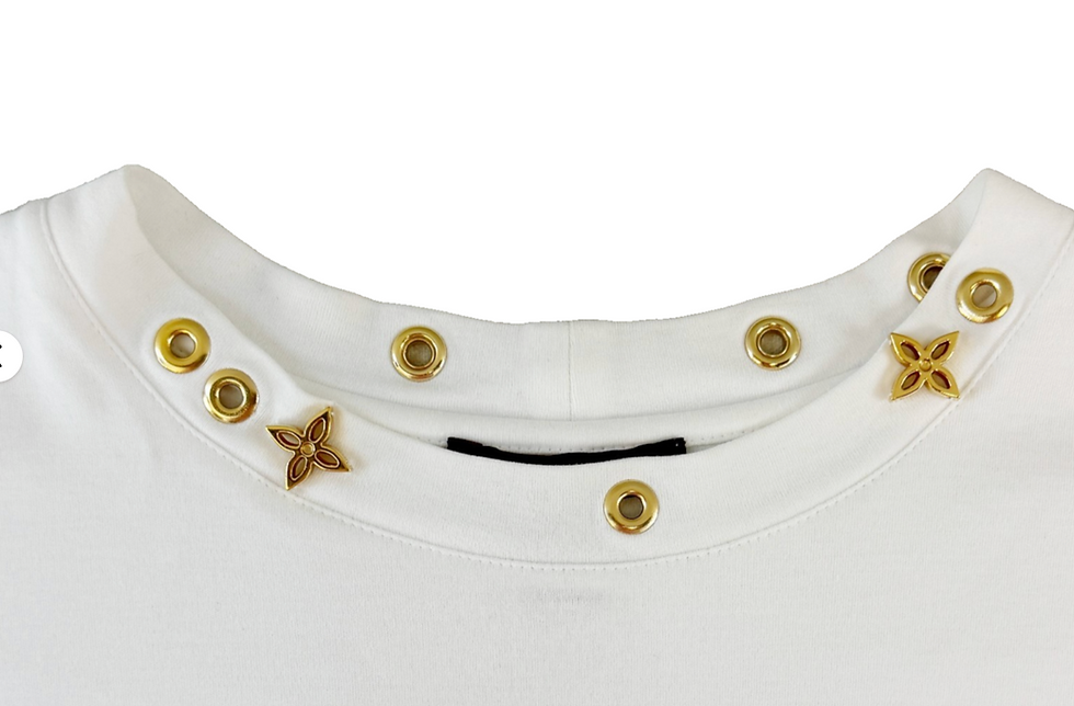 Hình thu nhỏ: LOUIS VUITTON T-Shirt White Cotton Side Strap Medium Gold Monogram Hardware