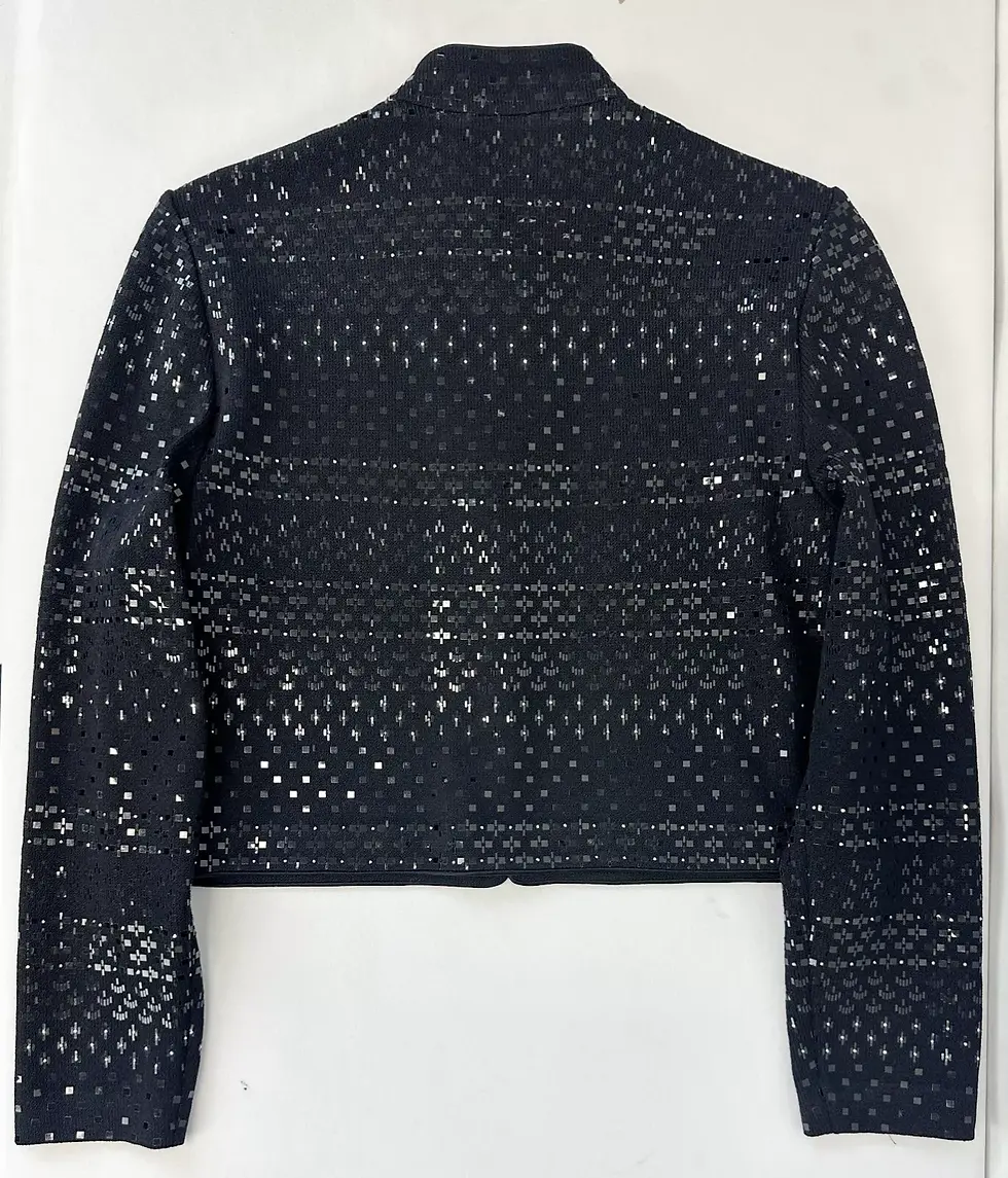 Miniatura: ST. JOHN Evening Knit Paillette Short Jacket 6 Black Hook & Eye Closure