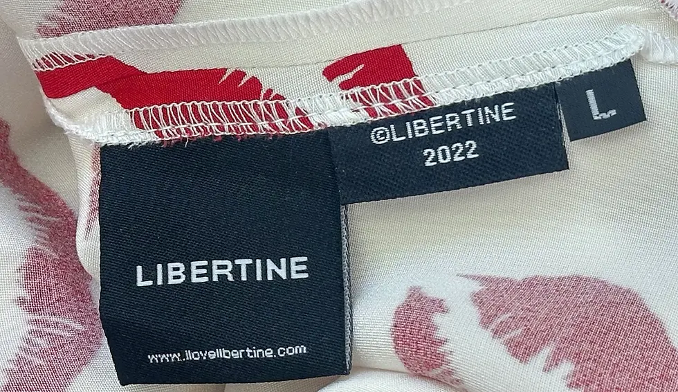 Hình thu nhỏ: LIBERTINE Bisou Printed Belted Kate Shirtdress Large White Red Lips NWT