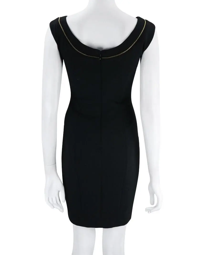 Hình thu nhỏ: VERSACE Collection Sleeveless Sheath Dress 44 8 US Black Gold Zipper Boat Neck