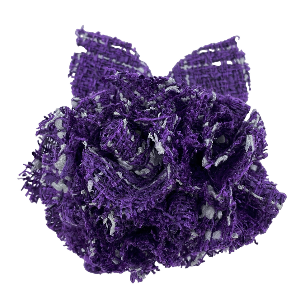 NEW CHANEL Fantasy Oversized Flower Camellia Brooch Pin Tweed Purple White 2006