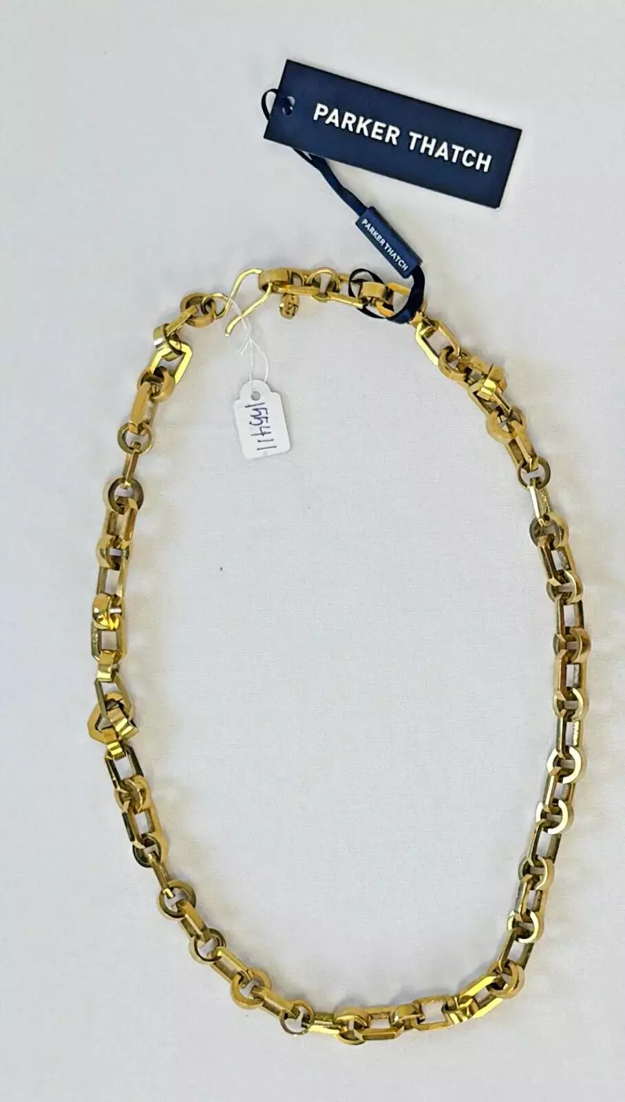 Hình thu nhỏ: NWT PARKER THATCH Metal Link Chain Rope Necklace Long Brass Gold Plated Classic
