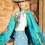Hình thu nhỏ: TASHA POLIZZI Rio Grande Real Suede Leather Shawl One Size Turquoise Fringe Wrap