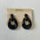 Thumbnail: Vintage ST JOHN 1980s 22K Gold Plated Signed U Hoop Dangle Clip On Earrings Navy