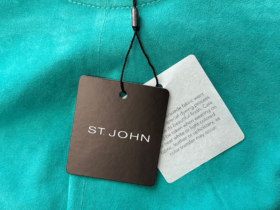 Miniatura: NEW ST. JOHN Green Cinnabar Verde Suede Milano Knit Contrast Tunic Top 4 Small