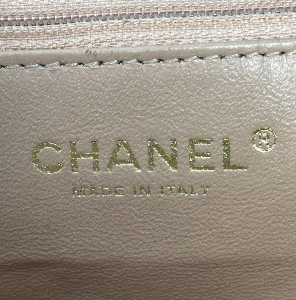 縮圖：CHANEL Luxe Ligne Tote Bag Metallic Gold CC Chain Leather Vintage Large RARE