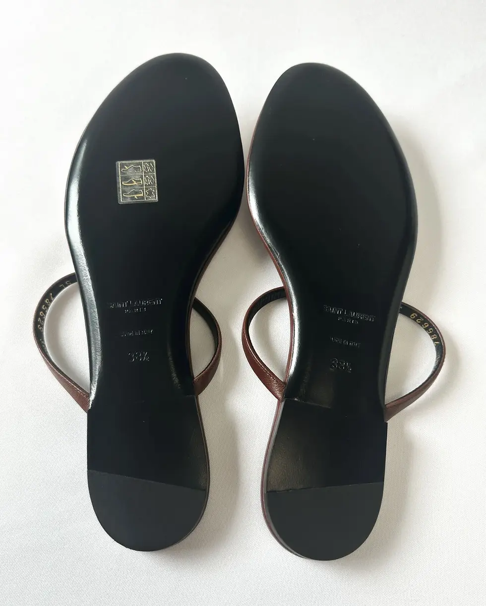 縮圖：NWT SAINT LAURENT Cassandra Leather YSL Thong Sandals 38.5 8.5 Cigare Brown