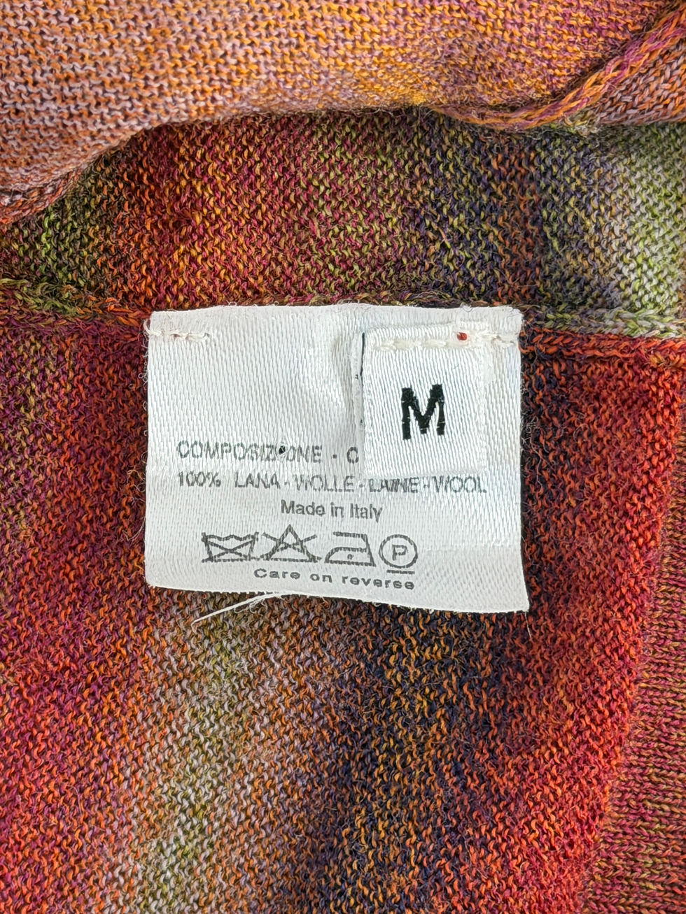 縮圖：YSL YVES SAINT LAURENT Wool Knit Cardigan Medium Red Multicolor Striped