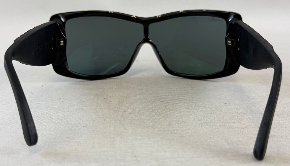 縮圖：CHANEL Rectangle Sunglasses Quilted Wood Rubber Shield Frame Side Logo 71337A