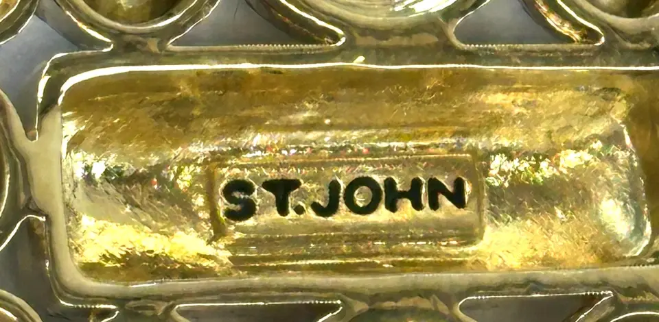 Hình thu nhỏ: ST. JOHN Rhinestone Pearl Dangling Drop Earrings Black 22K Gold Plated Fish Hook