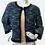 Thumbnail: ST. JOHN Tweed Blue Black Trim Round Neckline 3/4 Sleeves Open Jacket 14 Large