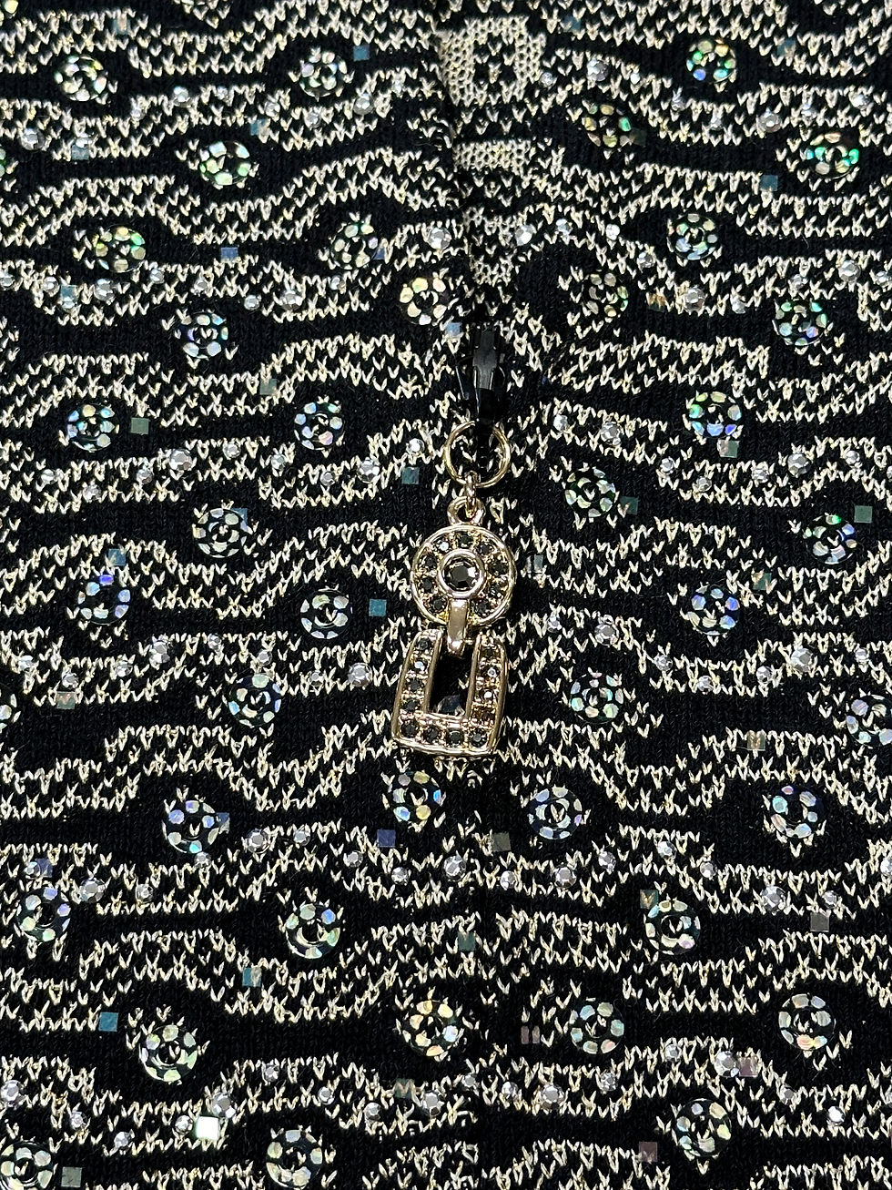 Miniatura: Vintage ST. JOHN EVENING Knit Jacket 6 Black Paillette Sequin Gold Stitching Zip