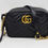 Thumbnail: GUCCI Matelasse Chevron Leather GG Marmont Shoulder Bag Mini Black Chain