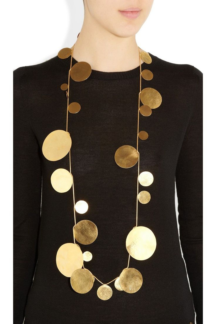 Miniatura: HERVE VAN DER STRAETEN Gilded Brass Circle Sautoir Necklace Modern 24KGP