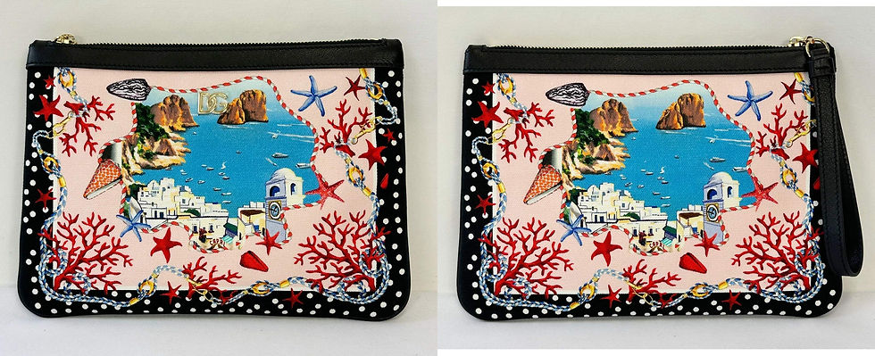 Miniatura: NWT DOLCE & GABBANA Capri Printed Canvas Leather Pouch Small