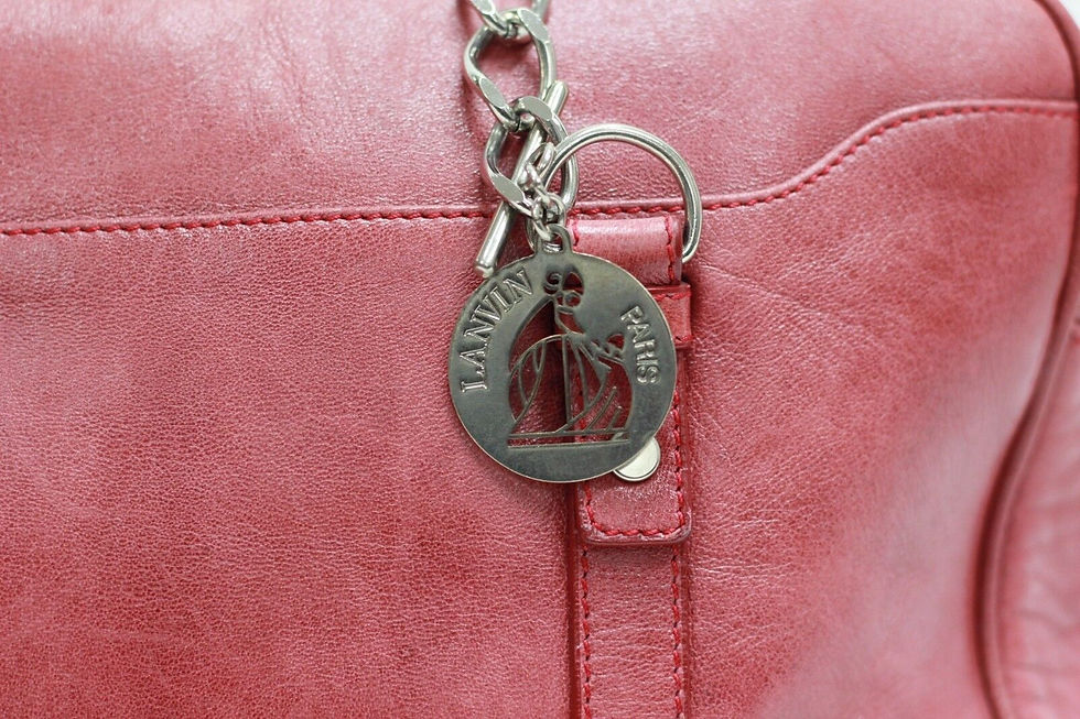 Hình thu nhỏ: LANVIN Pink Red Smooth Leather Chain Straps Logo Charm Silver Satchel