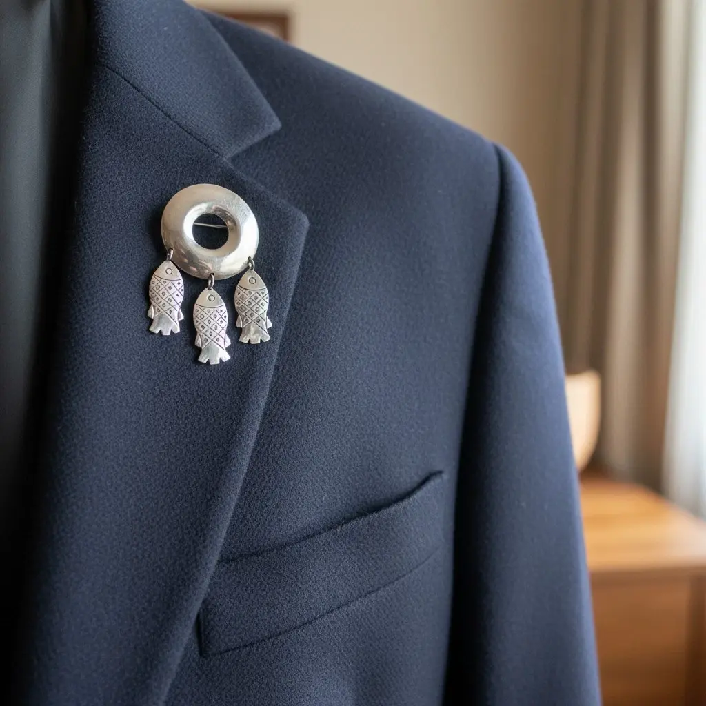 Emilia MIMI CASTILLO Mexico 925 Sterling Silver 3 Fish Brooch Pin Unique