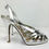 Miniatura: ROBERTO CAVALLI Silver Leather Peep Toe Slingback Sandals Cone Heels 39 9 Sexy