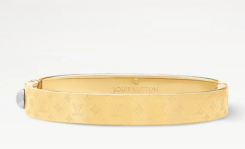 Thumbnail: LOUIS VUITTON Nanogram Cuff Bracelet Medium Gold Finishing LV Monogram M00252 M