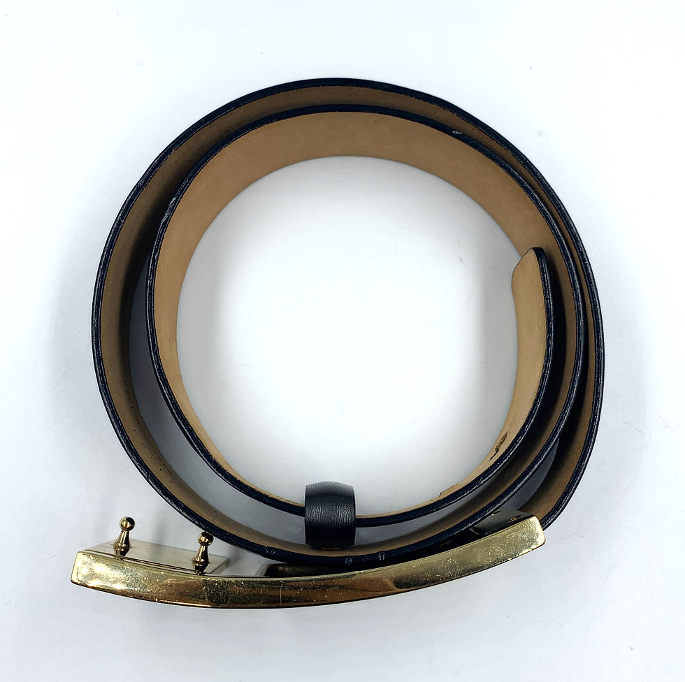 Miniatura: GUCCI Black Leather Gold Rectangular Buckle Hardware Belt 75 30 Unisex RARE