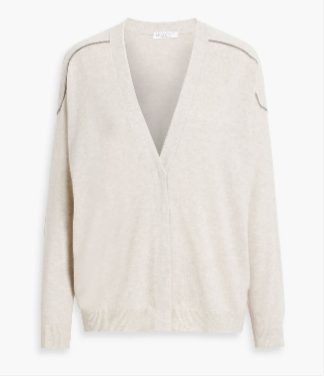 BRUNELLO CUCINELLI Sweater V-Neck Cashmere Cardigan XS 2 Marble Gray Monili