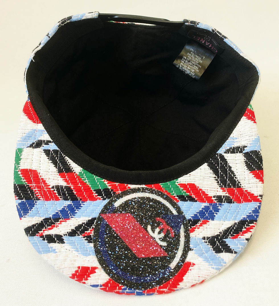 Hình thu nhỏ: NEW CHANEL Logo Baseball Cap Hat Tweed Red Black Blue 2016 Woven Airline RARE