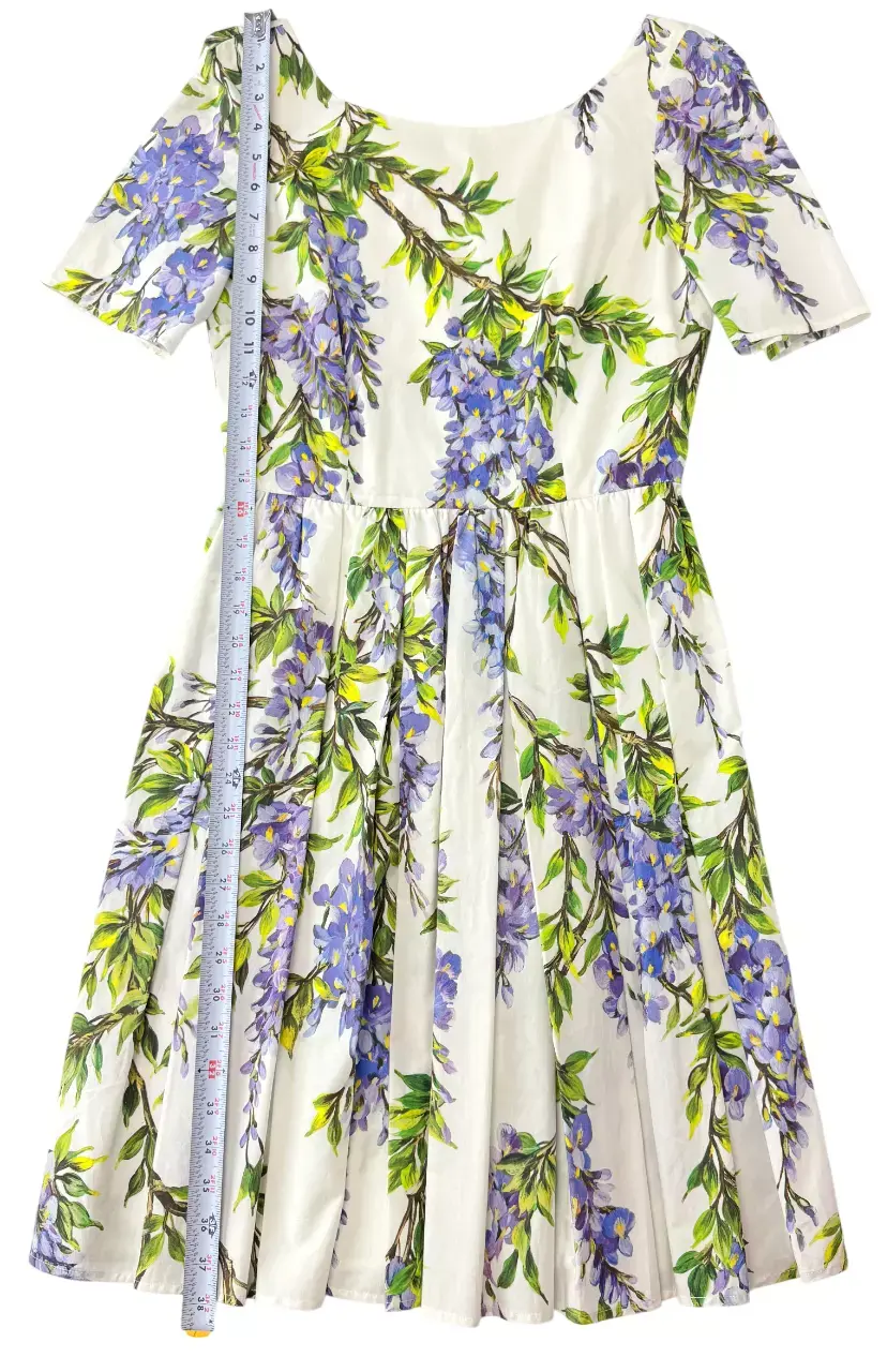 Hình thu nhỏ: DOLCE & GABBANA Cotton Floral Dress 42 Multicolor A-line Pleated M Wisteria