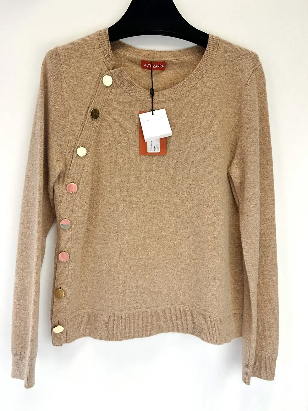 縮圖：NWT ALTUZARRA Minamoto Button-Embellished Cashmere Sweater Large Biscotti L