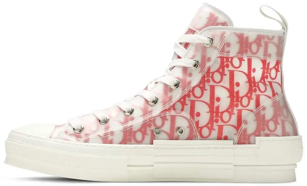 Miniatura: CHRISTIAN DIOR B23 League Dior Oblique Canvas High Top Sneakers 42 White Red