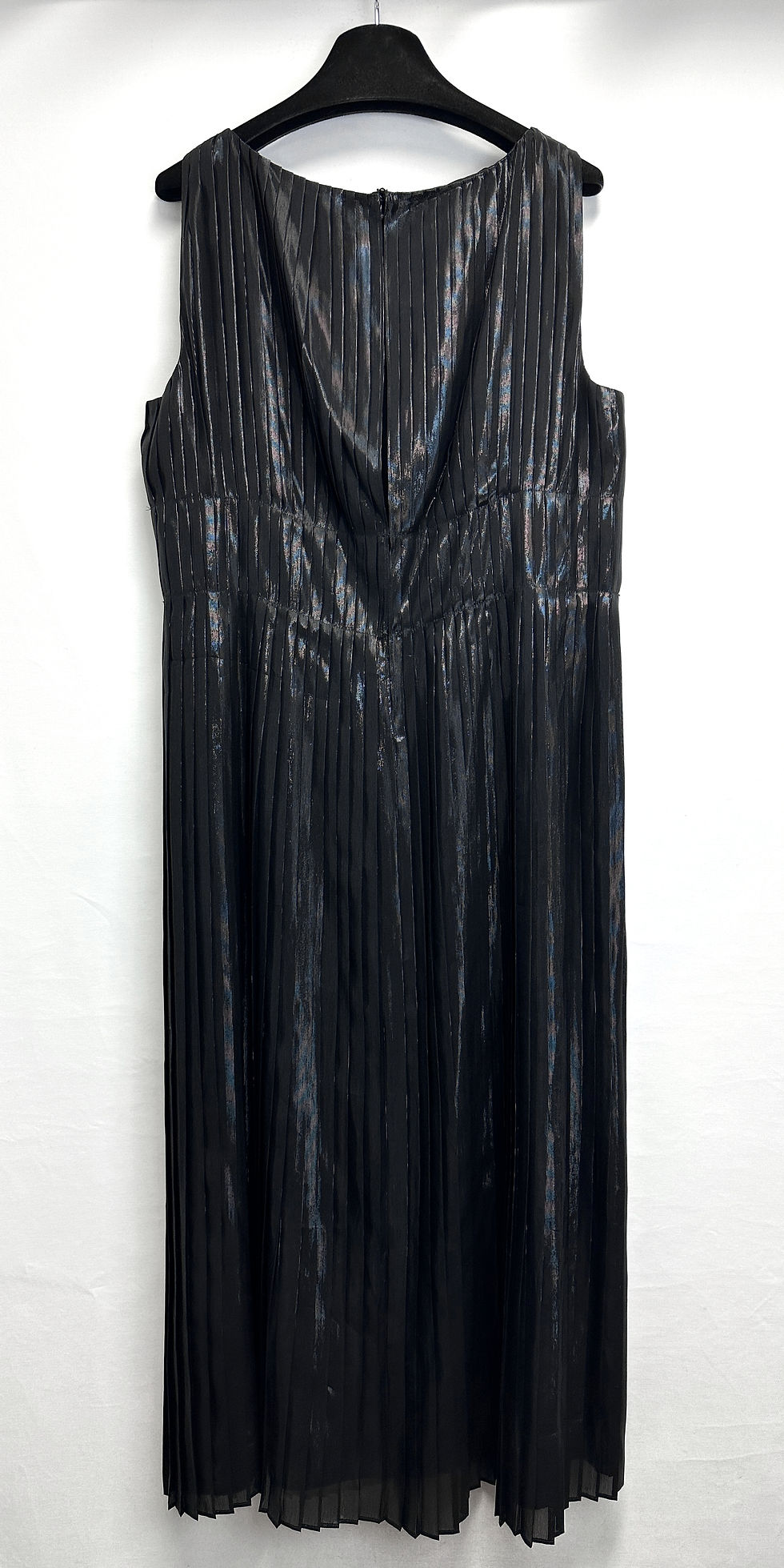 Thumbnail: NWOT ST. JOHN COUTURE Metallic Silk Maxi Dress 14Large Pale Pink Silver Bicolor