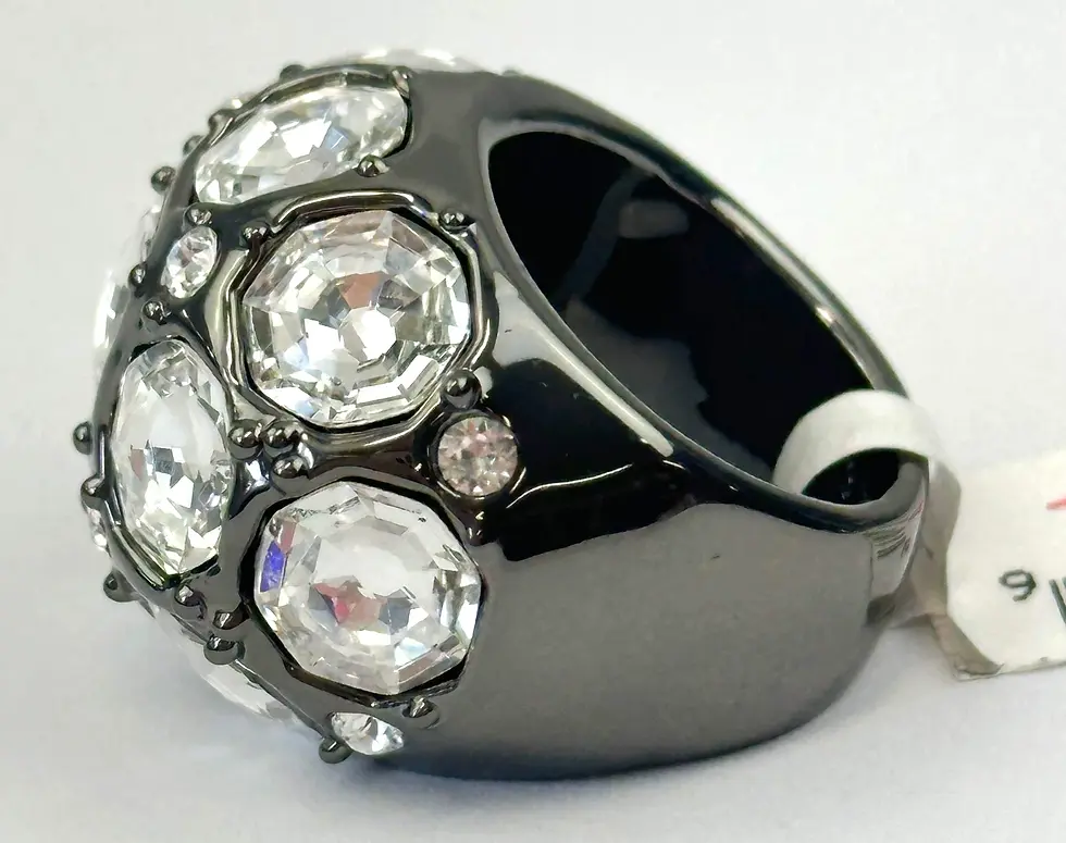 Miniatura: NWT ST. JOHN Chunky Ring Embellished Swarovski Crystals Signed Gunmetal Gray 7