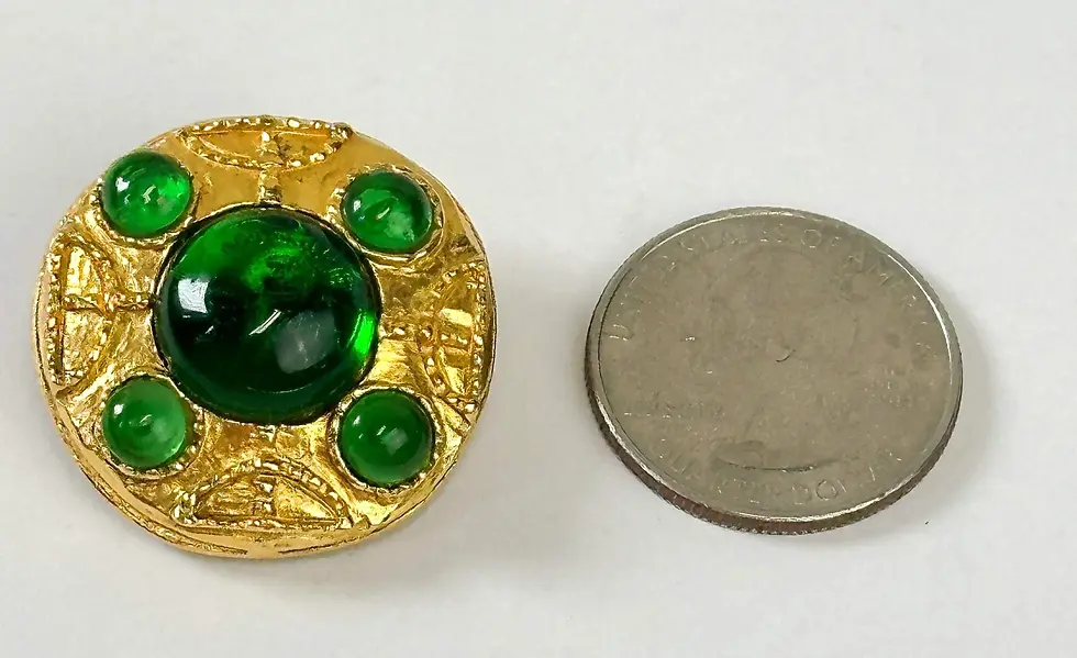 Hình thu nhỏ: CHANEL Green Gripoix Gold Plated Paris Maison Clip On Earrings 1980's