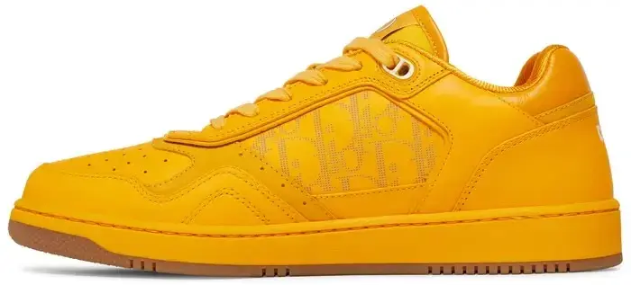 Thumbnail: CHRISTIAN DIOR Oblique Galaxy Mens B27 Low Top Sneakers 43 Yellow Calfskin NEW