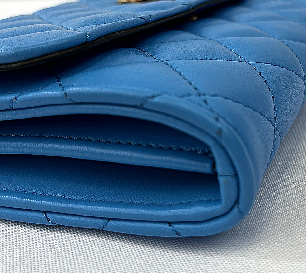Hình thu nhỏ: VERSACE Blue Medusa Quilted Flap Medium Wallet On Chain Crossbody Bag